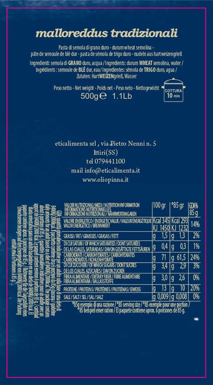 MALLOREDDUS ARTIGIANALI 500GR